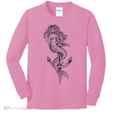 Mermaid Anchor Kids Long Sleeve Shirt