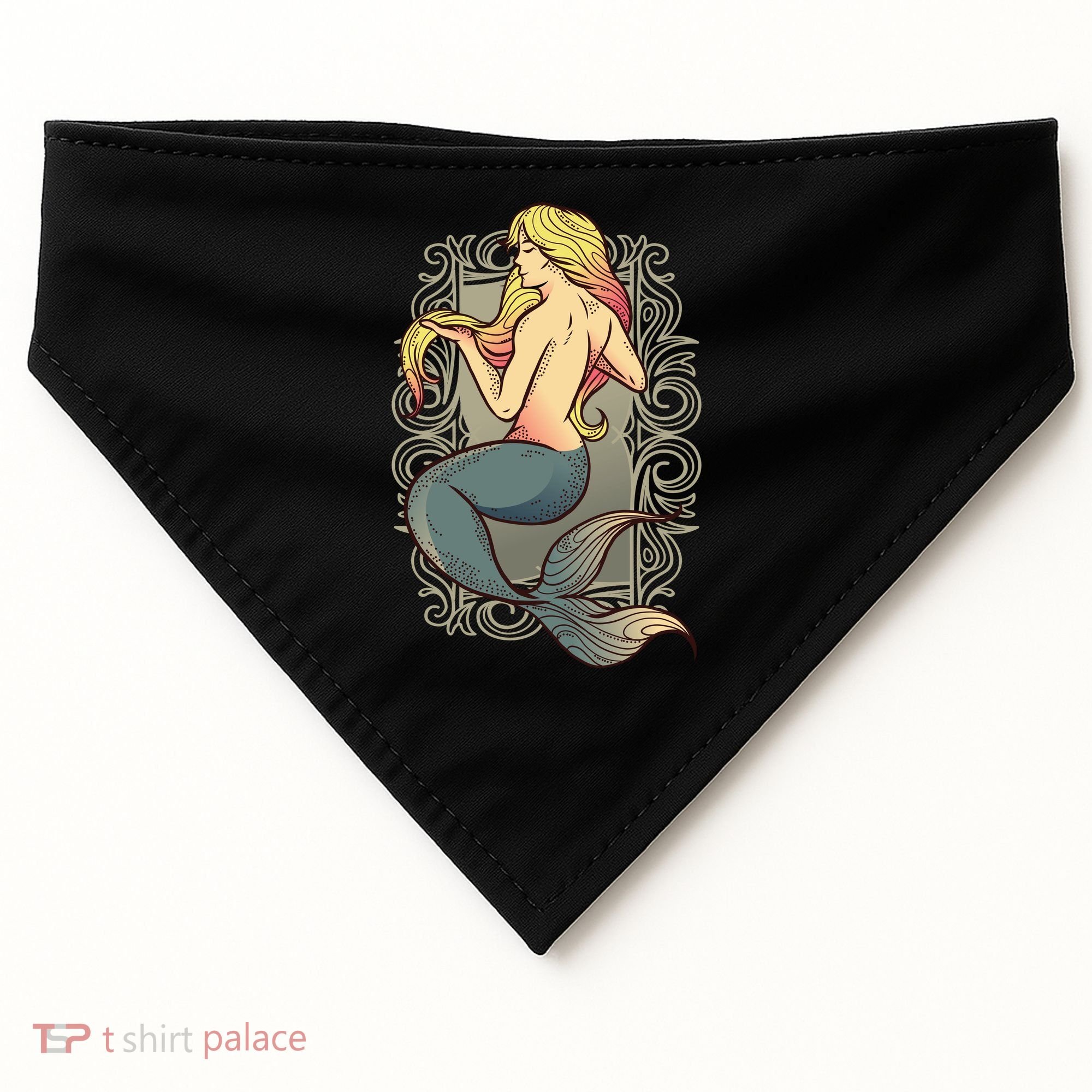 Mermaid Illustration USA-Made Doggie Bandana