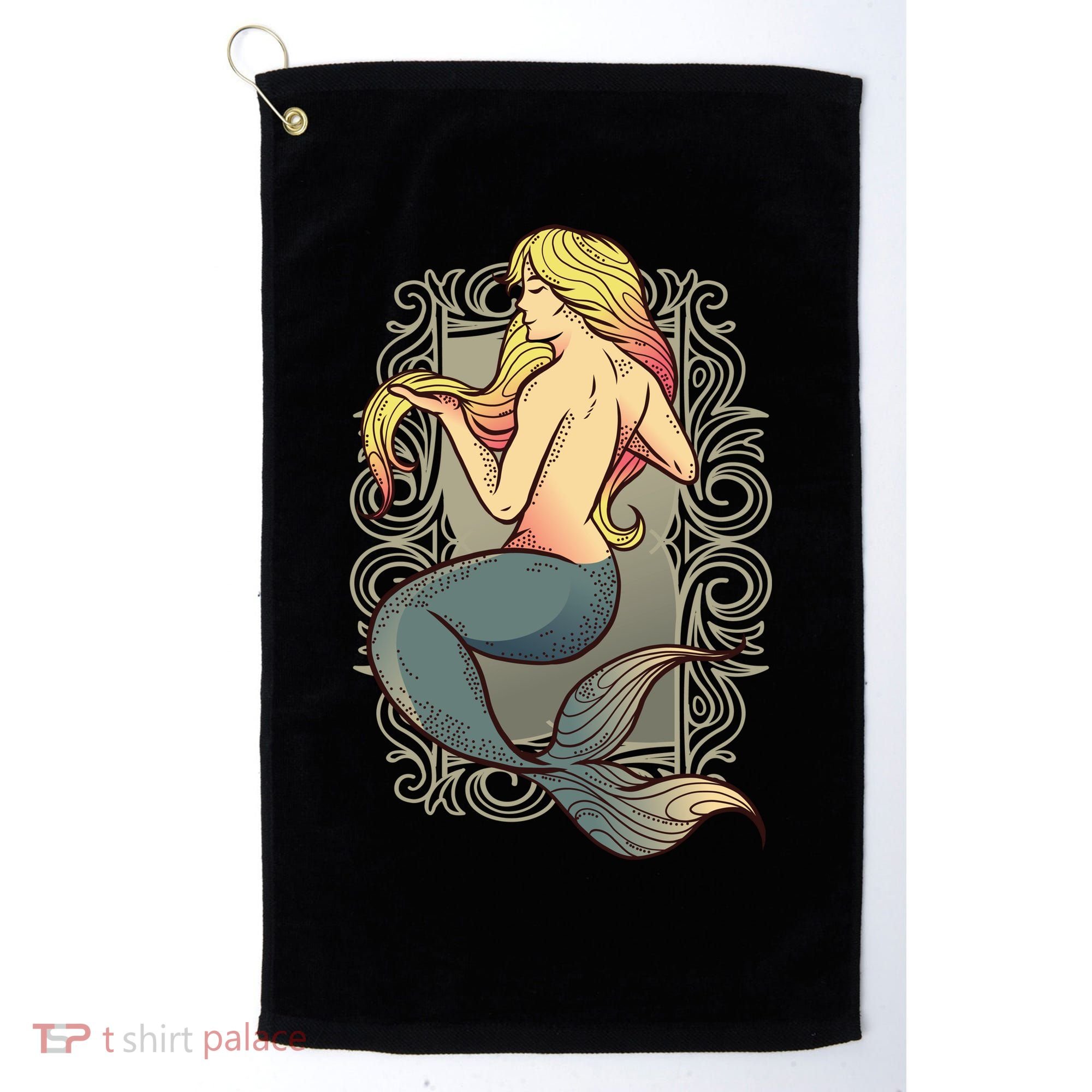 Mermaid Illustration Golf Towel