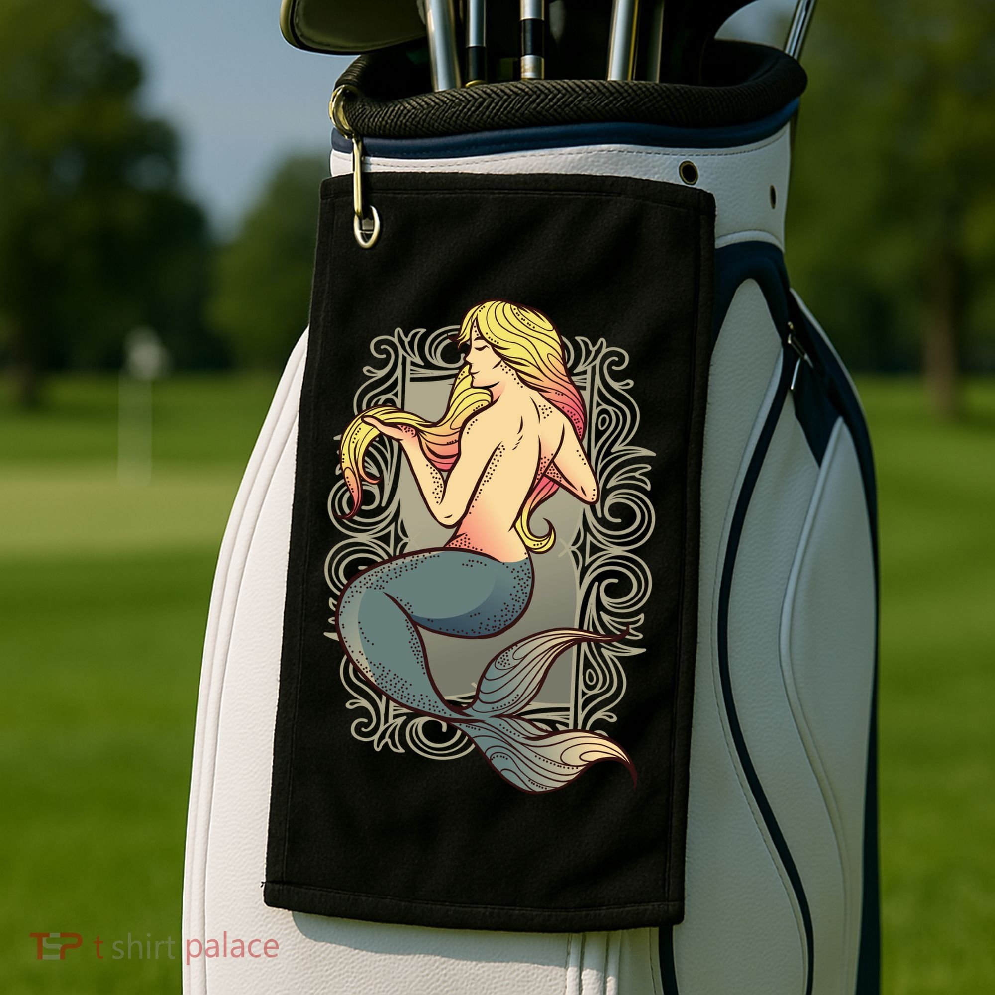 Mermaid Illustration Golf Towel
