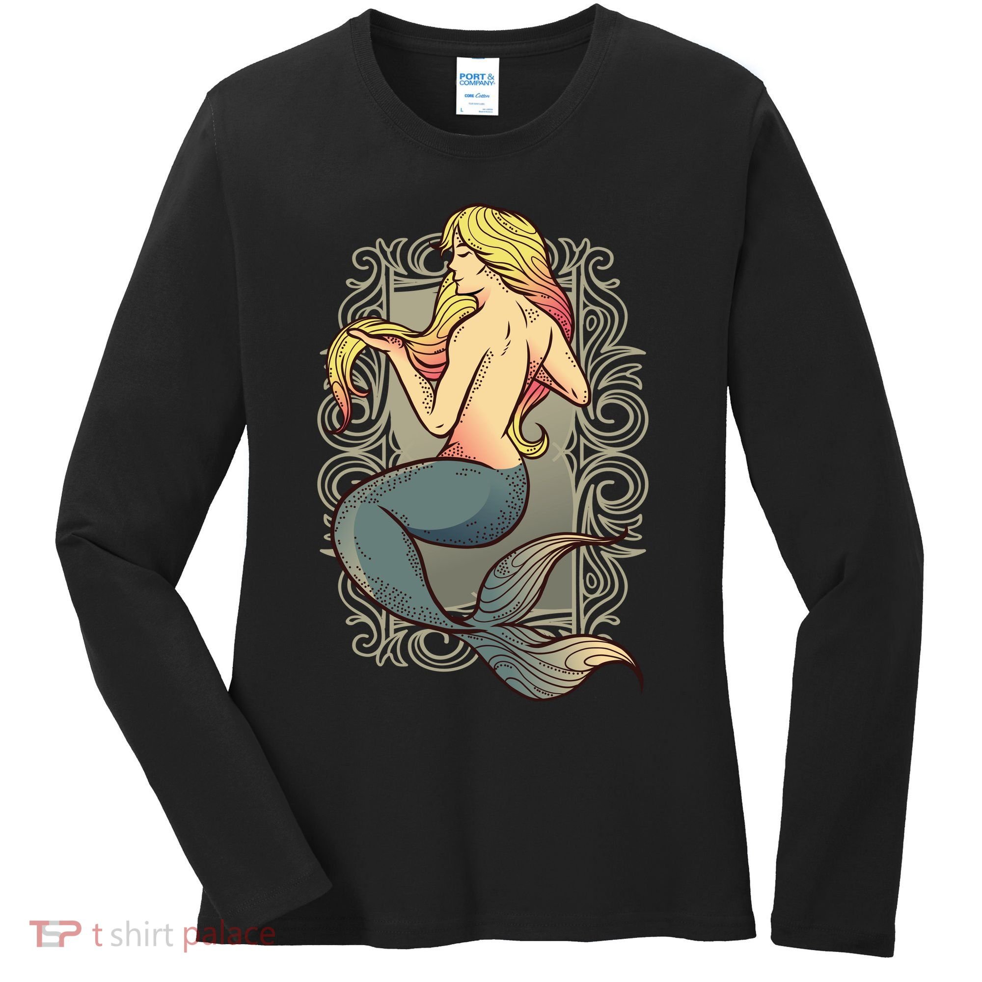 Mermaid Illustration Women's Long Sleeve Shirt