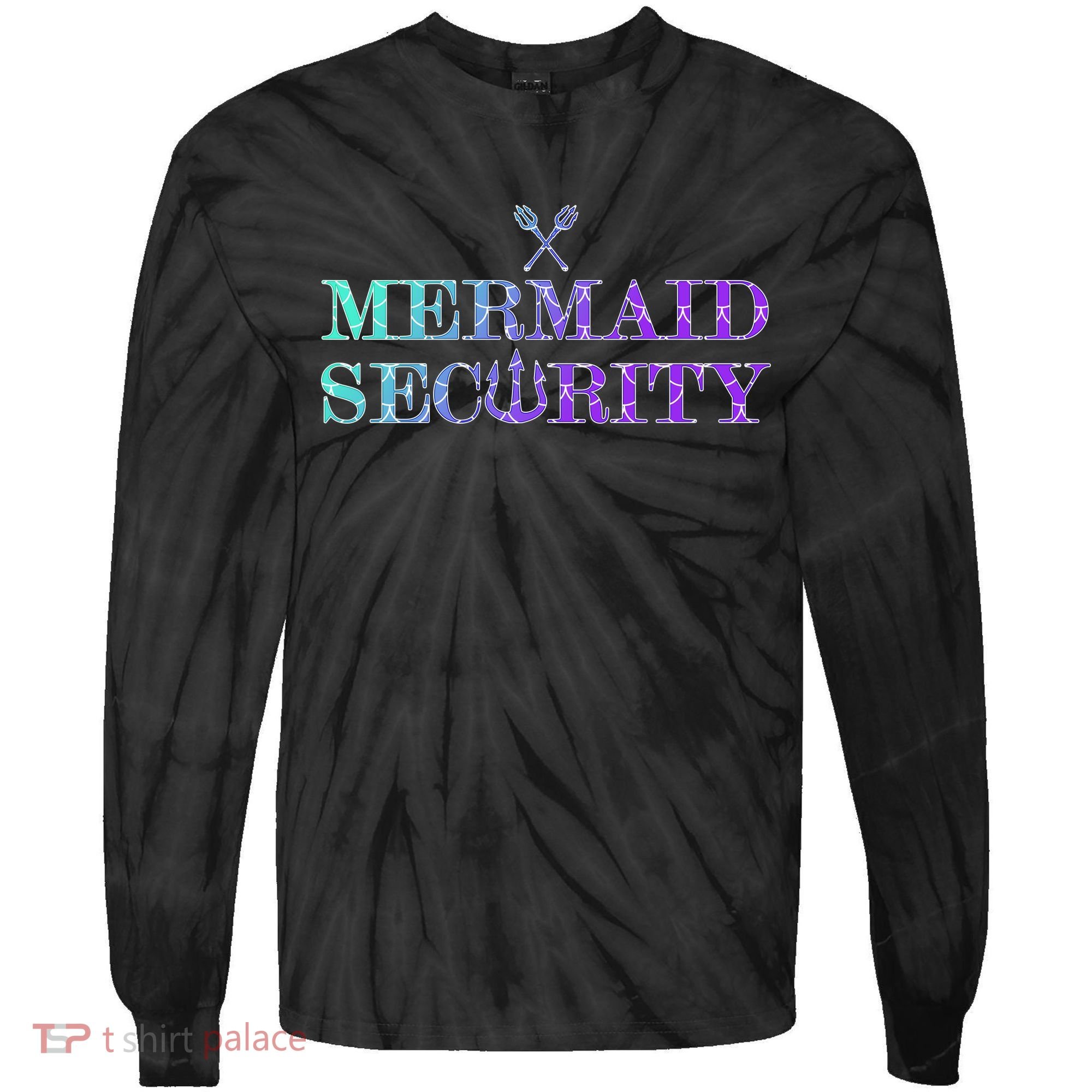 Mermaid Security Funny Tie-Dye Long Sleeve Shirt