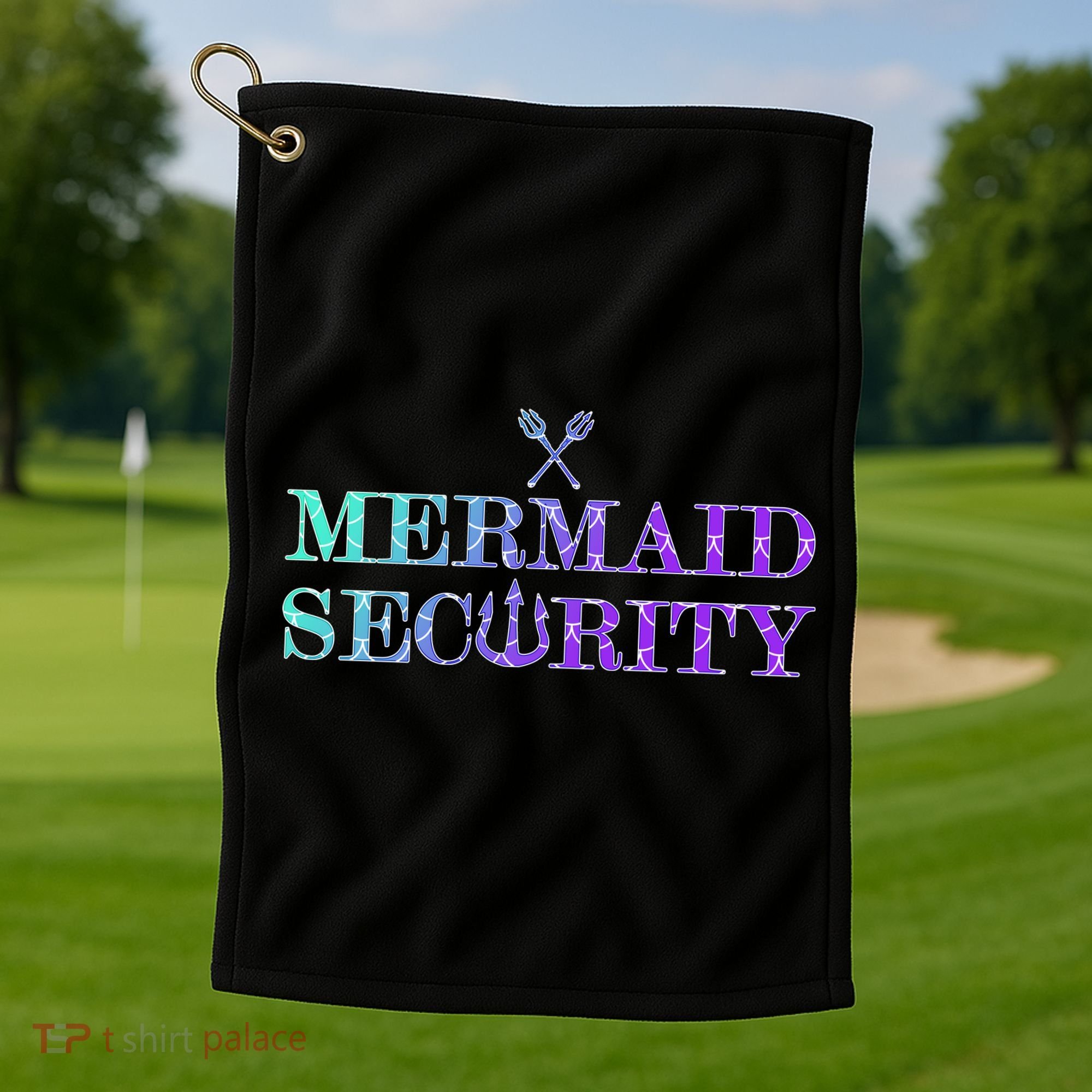 Mermaid Security Funny Golf Towel