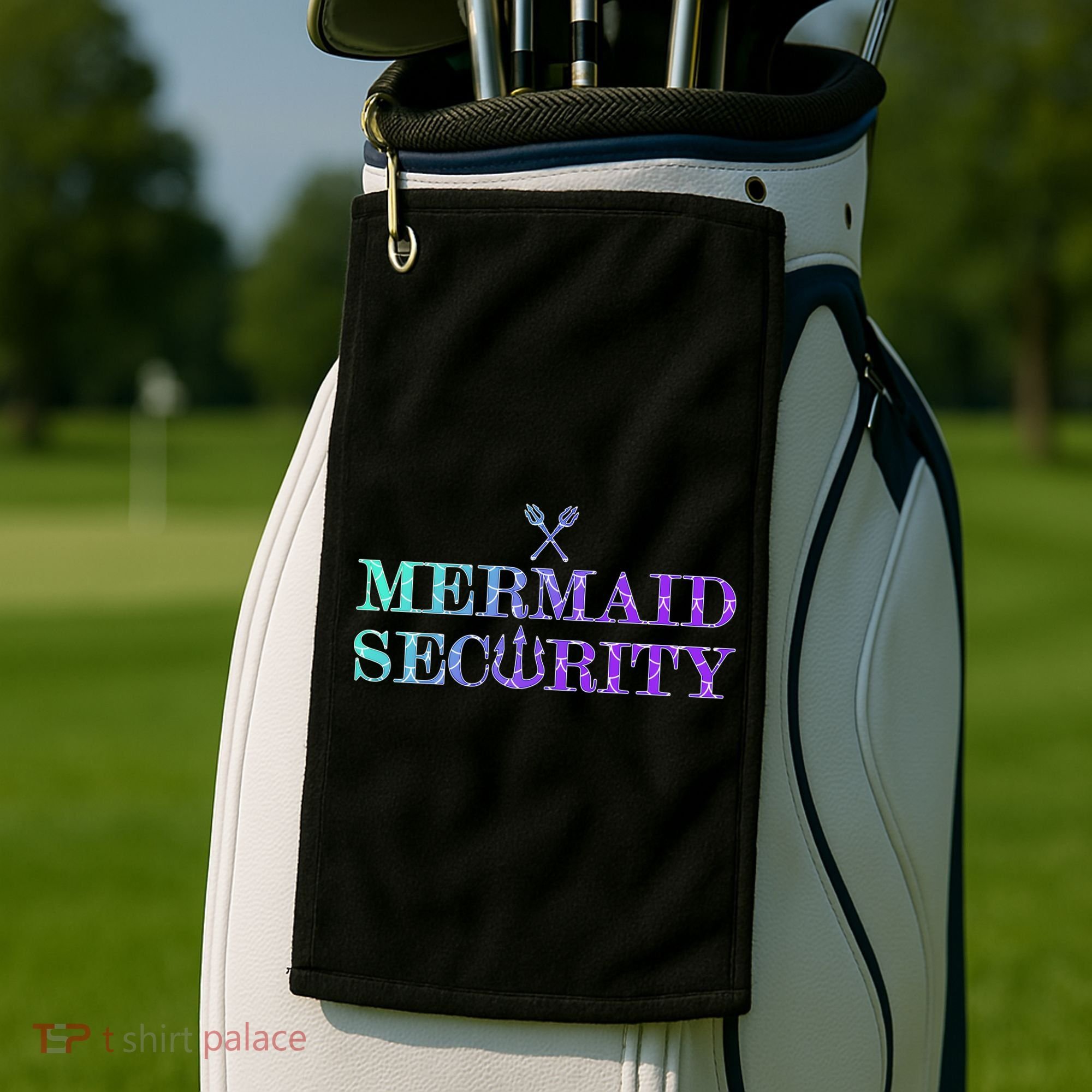 Mermaid Security Funny Golf Towel