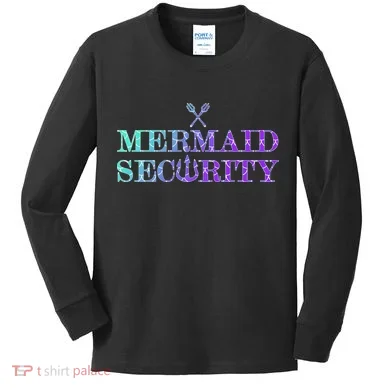Mermaid Security Funny Kids Long Sleeve Shirt
