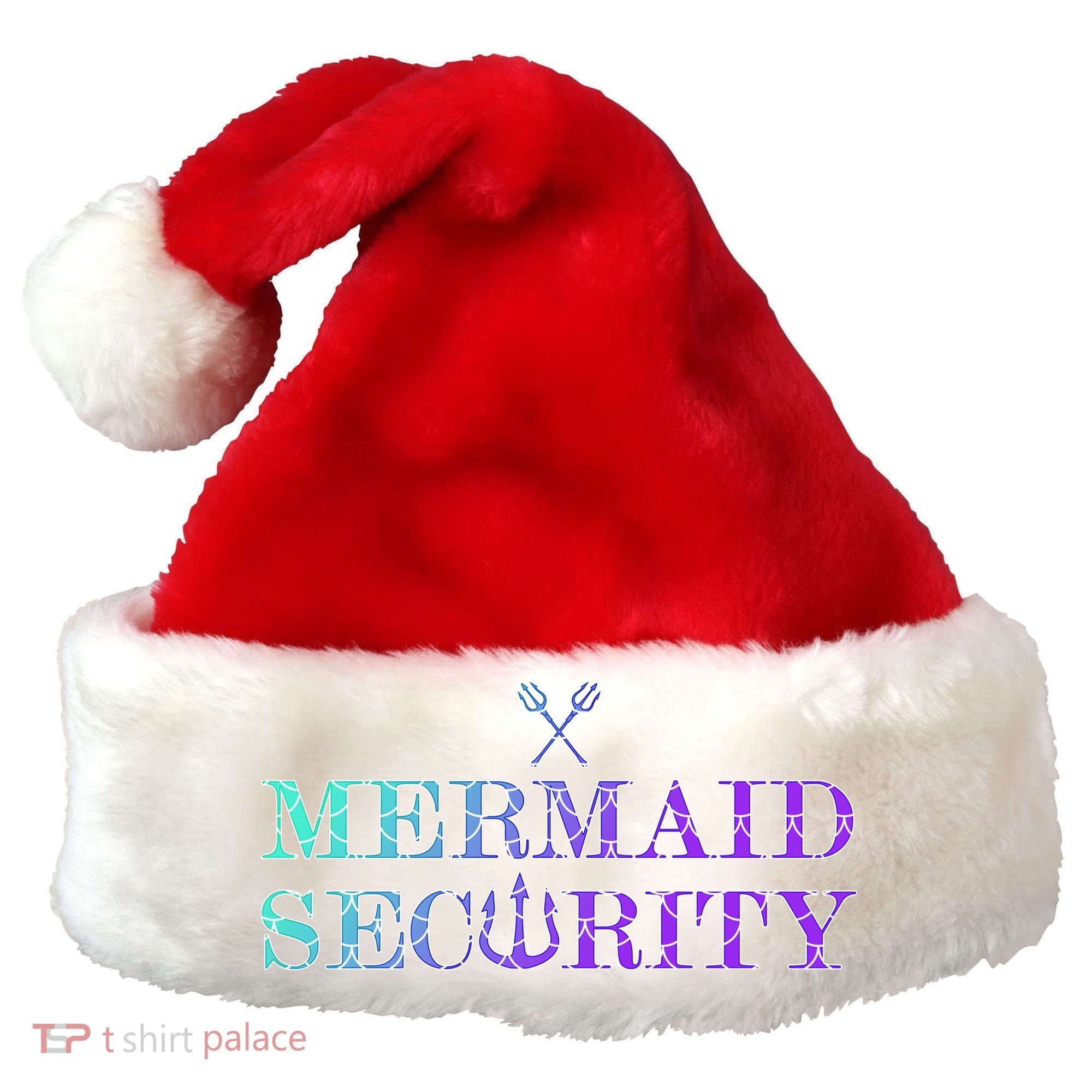 Mermaid Security Funny Santa Hat