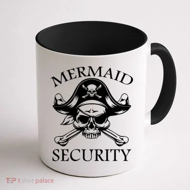 Mermaid Security Pirate Skull Coffee Mug back