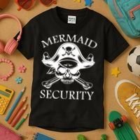 Mermaid Security Pirate Skull Kids T-Shirt thumb 3