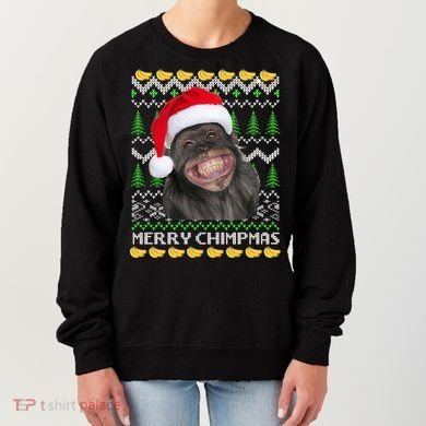 Merry Chimpmas Monkey Ugly Christmas Sweater Women's Sweatshirt