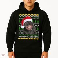 Merry Chimpmas Monkey Ugly Christmas Sweater Hoodie thumb 2