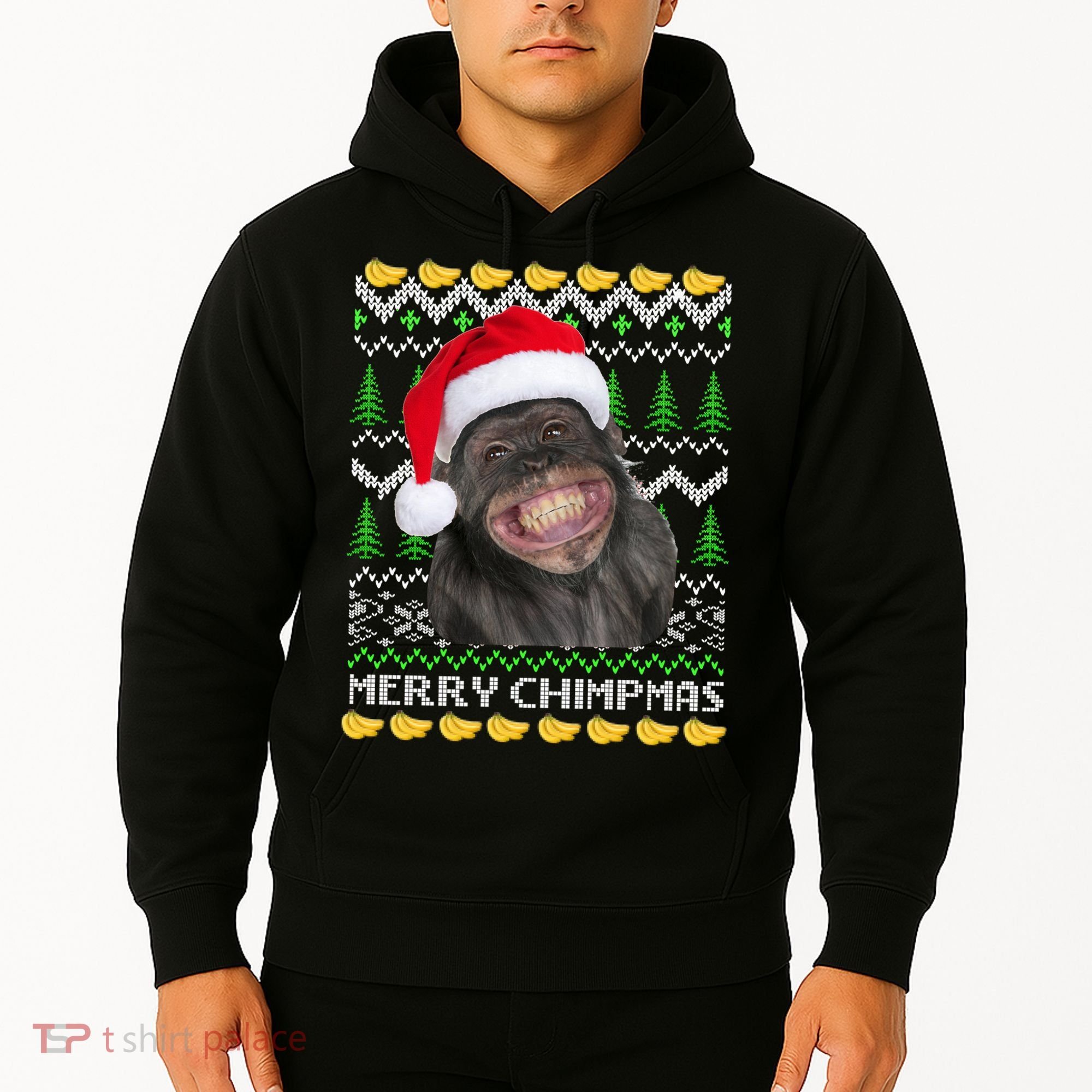 Merry Chimpmas Monkey Ugly Christmas Sweater Hoodie
