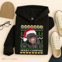 Merry Chimpmas Monkey Ugly Christmas Sweater Hoodie thumb 4