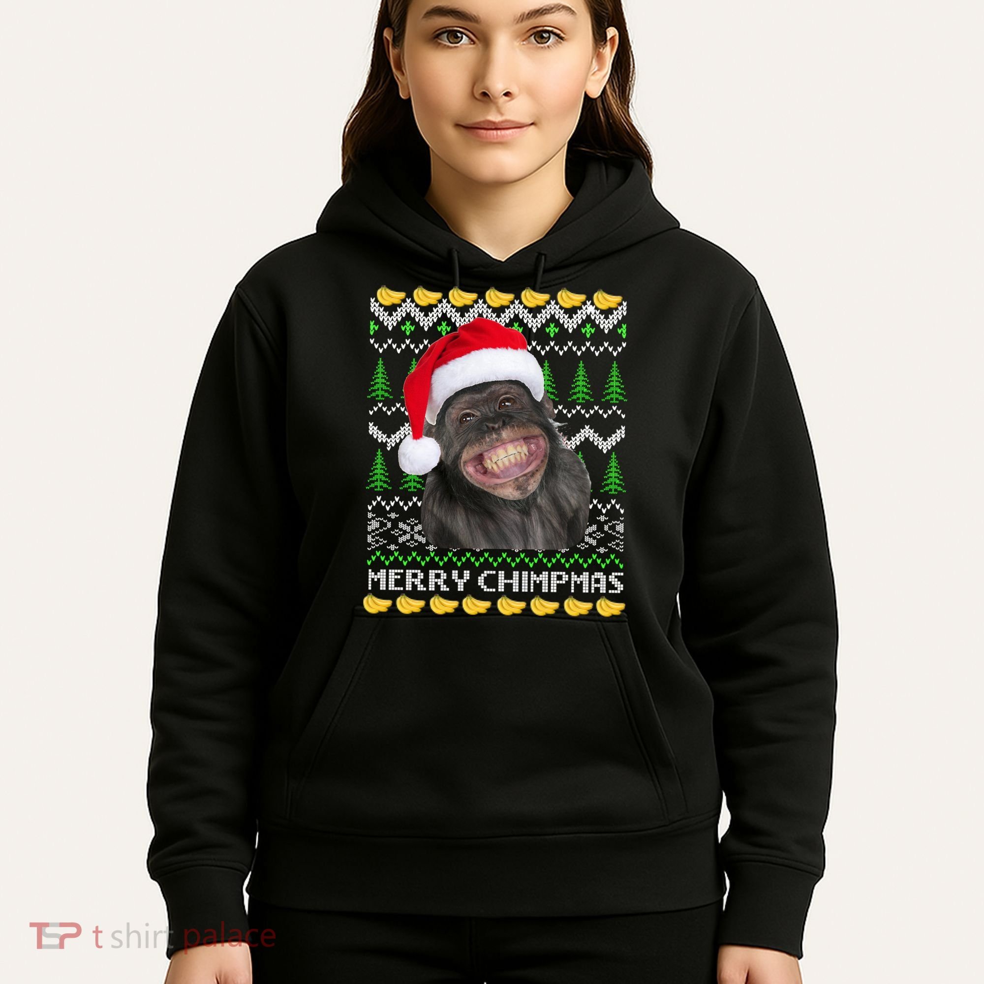 Merry Chimpmas Monkey Ugly Christmas Sweater Hoodie