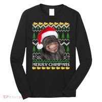 Merry Chimpmas Monkey Ugly Christmas Sweater Long Sleeve Shirt thumb 0