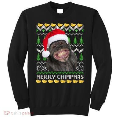 Merry Chimpmas Monkey Ugly Christmas Sweater Sweatshirt