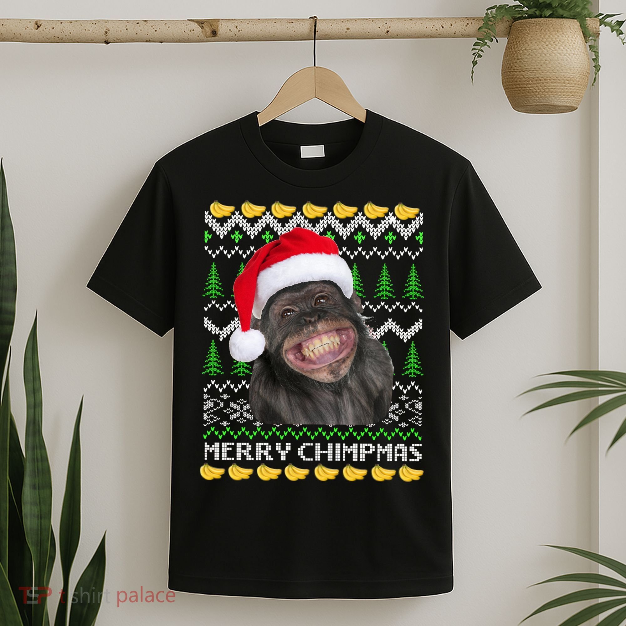 Merry Chimpmas Monkey Ugly Christmas Sweater T-Shirt