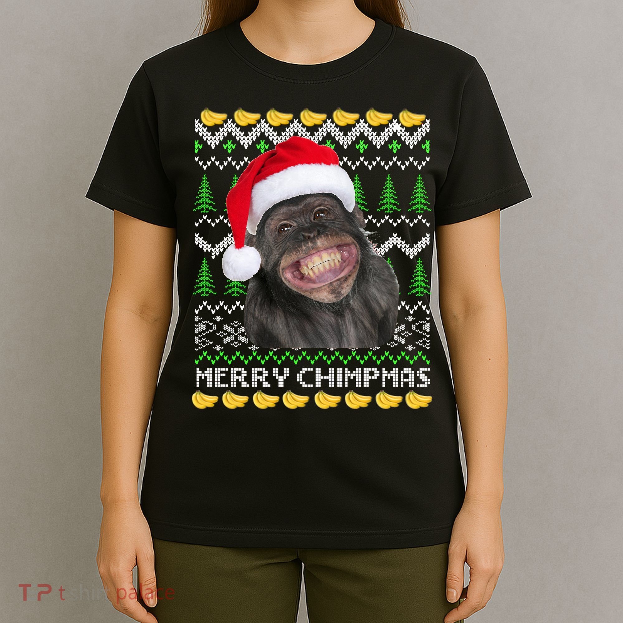 Merry Chimpmas Monkey Ugly Christmas Sweater T-Shirt