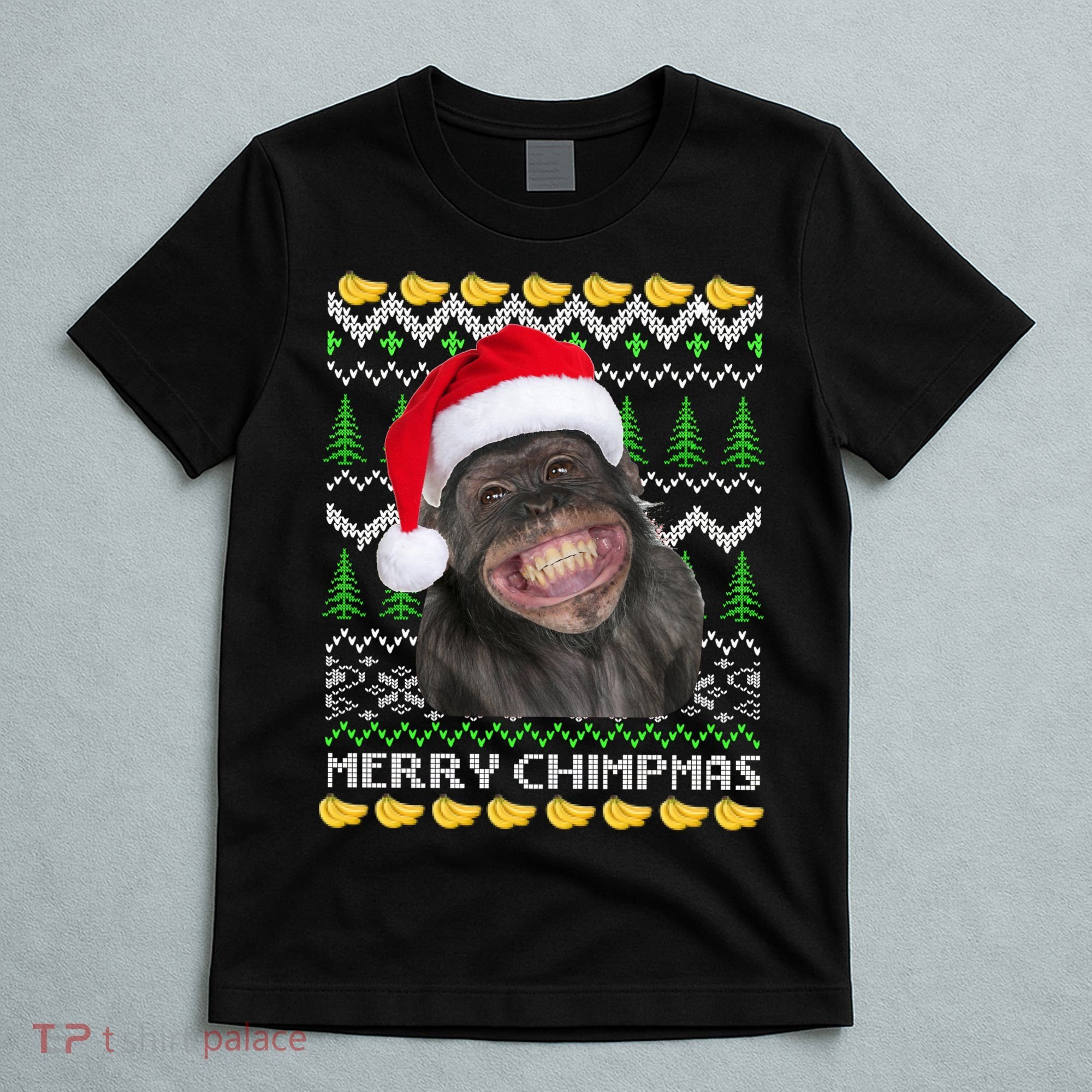 Merry Chimpmas Monkey Ugly Christmas Sweater T-Shirt