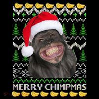 Merry Chimpmas Monkey Ugly Christmas Sweater T-Shirt thumb 7