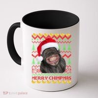 Merry Chimpmas Monkey Ugly Christmas Sweater Coffee Mug thumb 0