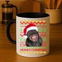 Merry Chimpmas Monkey Ugly Christmas Sweater Coffee Mug thumb 4