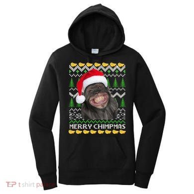 Merry Chimpmas Monkey Ugly Christmas Sweater Women's Hoodie