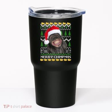 Merry Chimpmas Monkey Ugly Christmas Sweater Tumbler