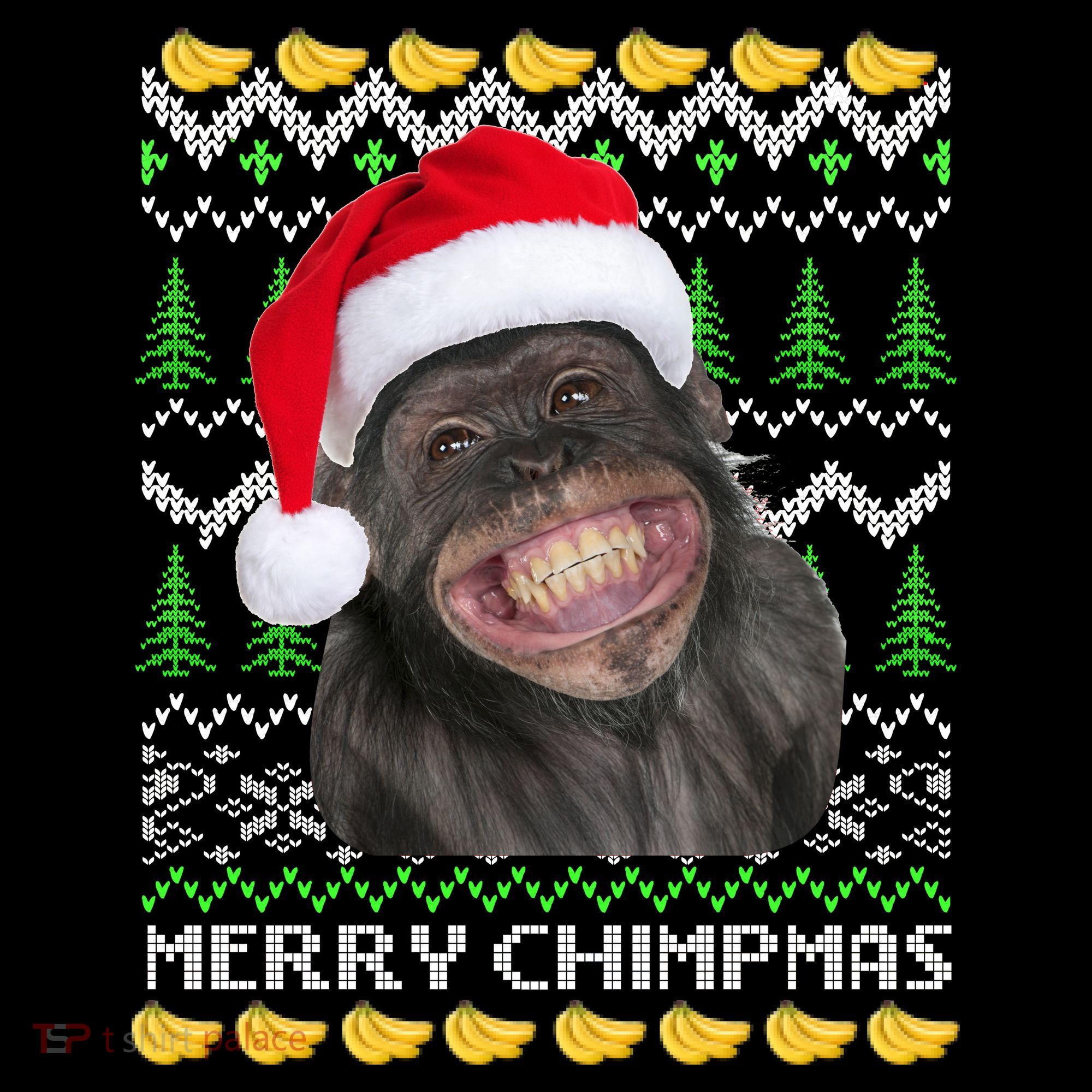 Merry Chimpmas Monkey Ugly Christmas Sweater Baby Bodysuit