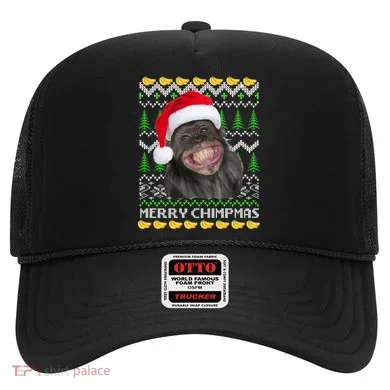 Merry Chimpmas Monkey Ugly Christmas Sweater Hat