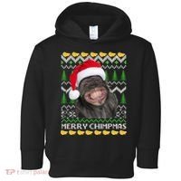 Merry Chimpmas Monkey Ugly Christmas Sweater Toddler Hoodie thumb 0