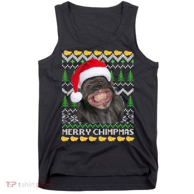 Merry Chimpmas Monkey Ugly Christmas Sweater Tank Top