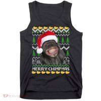 Merry Chimpmas Monkey Ugly Christmas Sweater Tank Top thumb 0