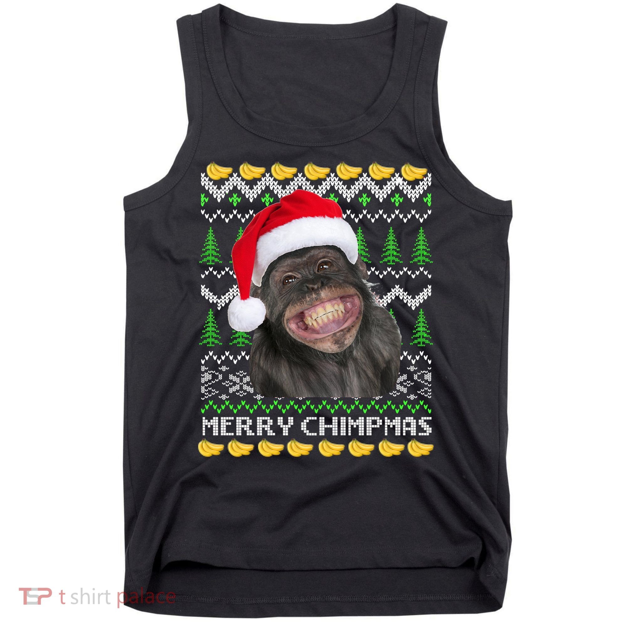 Merry Chimpmas Monkey Ugly Christmas Sweater Tank Top