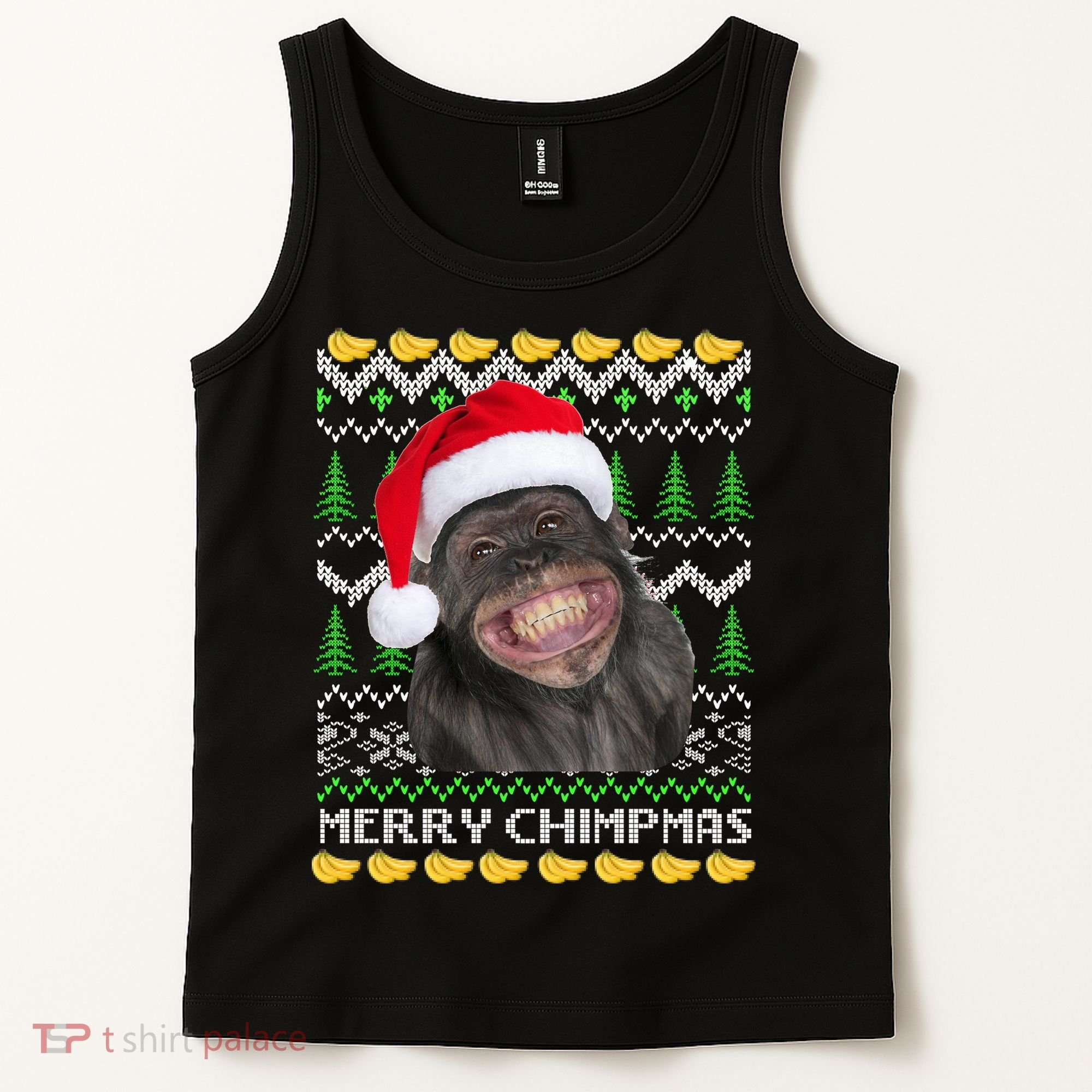 Merry Chimpmas Monkey Ugly Christmas Sweater Tank Top