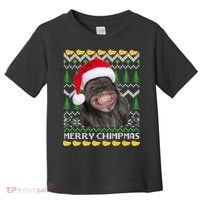 Merry Chimpmas Monkey Ugly Christmas Sweater Toddler T-Shirt thumb 0