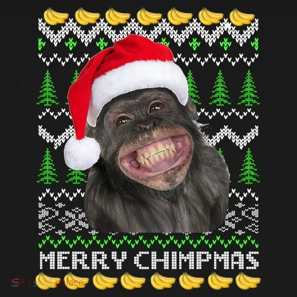 Merry Chimpmas Monkey Ugly Christmas Sweater Toddler T-Shirt