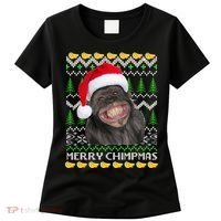 Merry Chimpmas Monkey Ugly Christmas Sweater Women's T-Shirt thumb 0