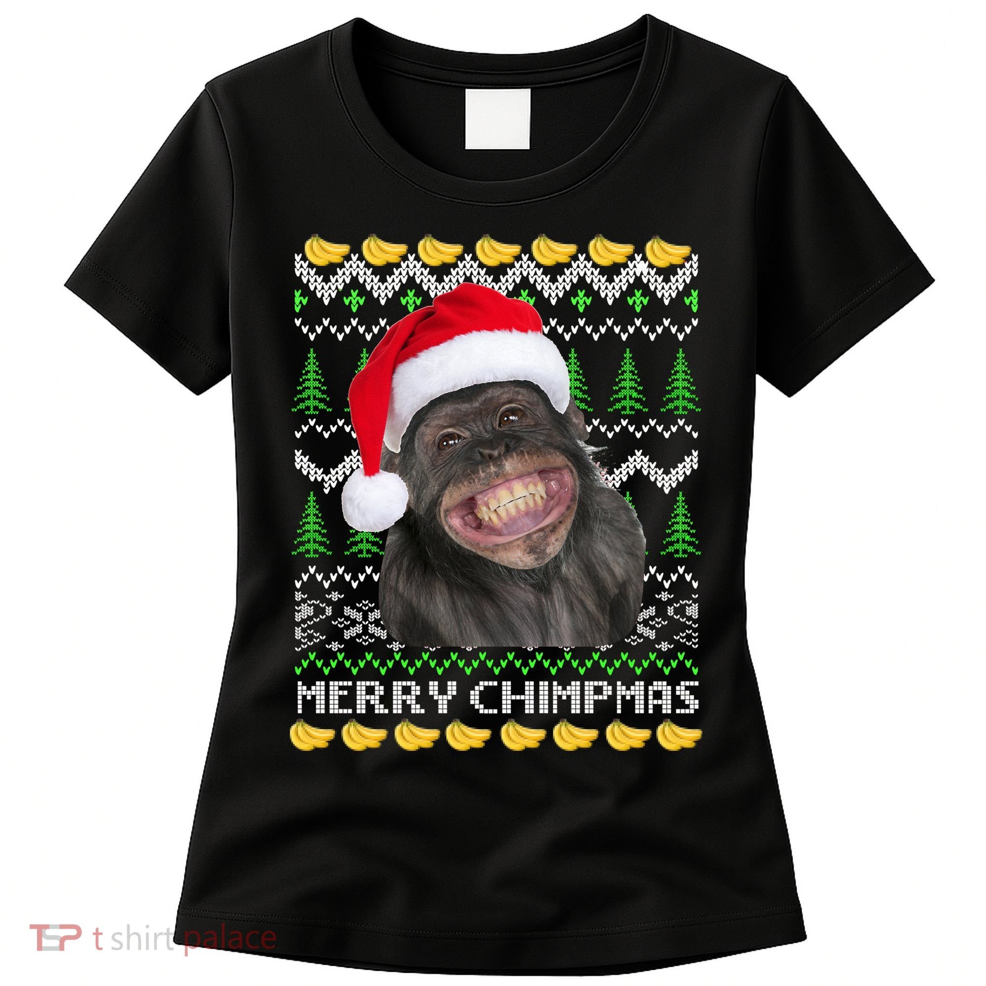 Merry Chimpmas Monkey Ugly Christmas Sweater Women's T-Shirt