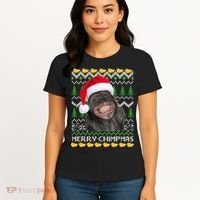 Merry Chimpmas Monkey Ugly Christmas Sweater Women's T-Shirt thumb 4
