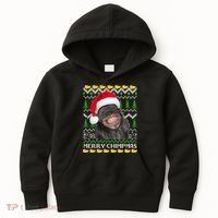 Merry Chimpmas Monkey Ugly Christmas Sweater Kids Hoodie thumb 0