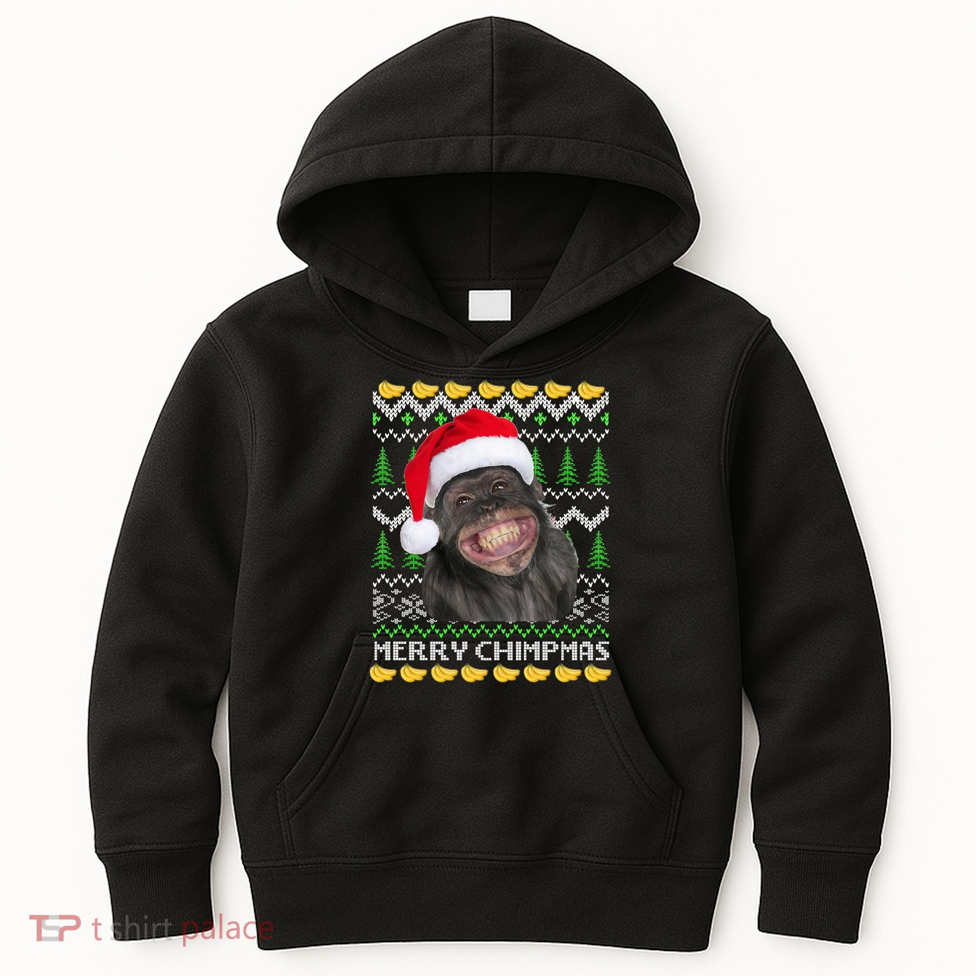 Merry Chimpmas Monkey Ugly Christmas Sweater Kids Hoodie