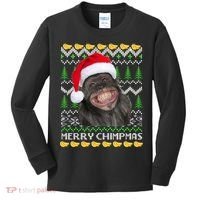 Merry Chimpmas Monkey Ugly Christmas Sweater Kids Long Sleeve Shirt thumb 0