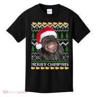 Merry Chimpmas Monkey Ugly Christmas Sweater Kids T-Shirt thumb 0