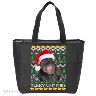 Merry Chimpmas Monkey Ugly Christmas Sweater Tote Bag