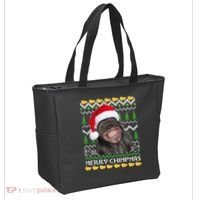 Merry Chimpmas Monkey Ugly Christmas Sweater Tote Bag thumb 2
