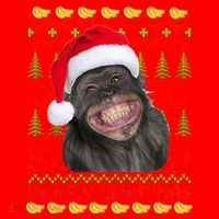 Merry Chimpmas Monkey Ugly Christmas Sweater Santa Hat thumb 1