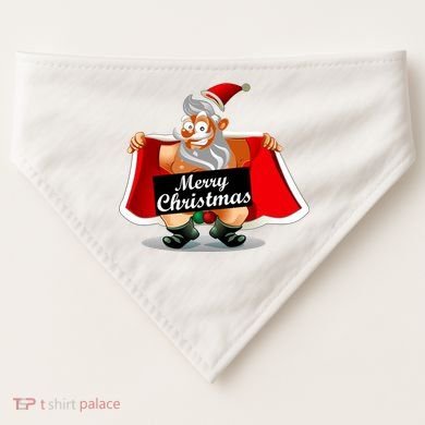 Merry Chrismas X-Mas Santa Bells USA-Made Doggie Bandana