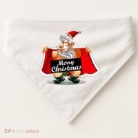 Merry Chrismas X-Mas Santa Bells USA-Made Doggie Bandana thumb 0