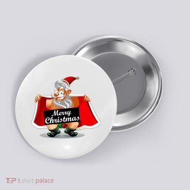 Merry Chrismas X-Mas Santa Bells Button