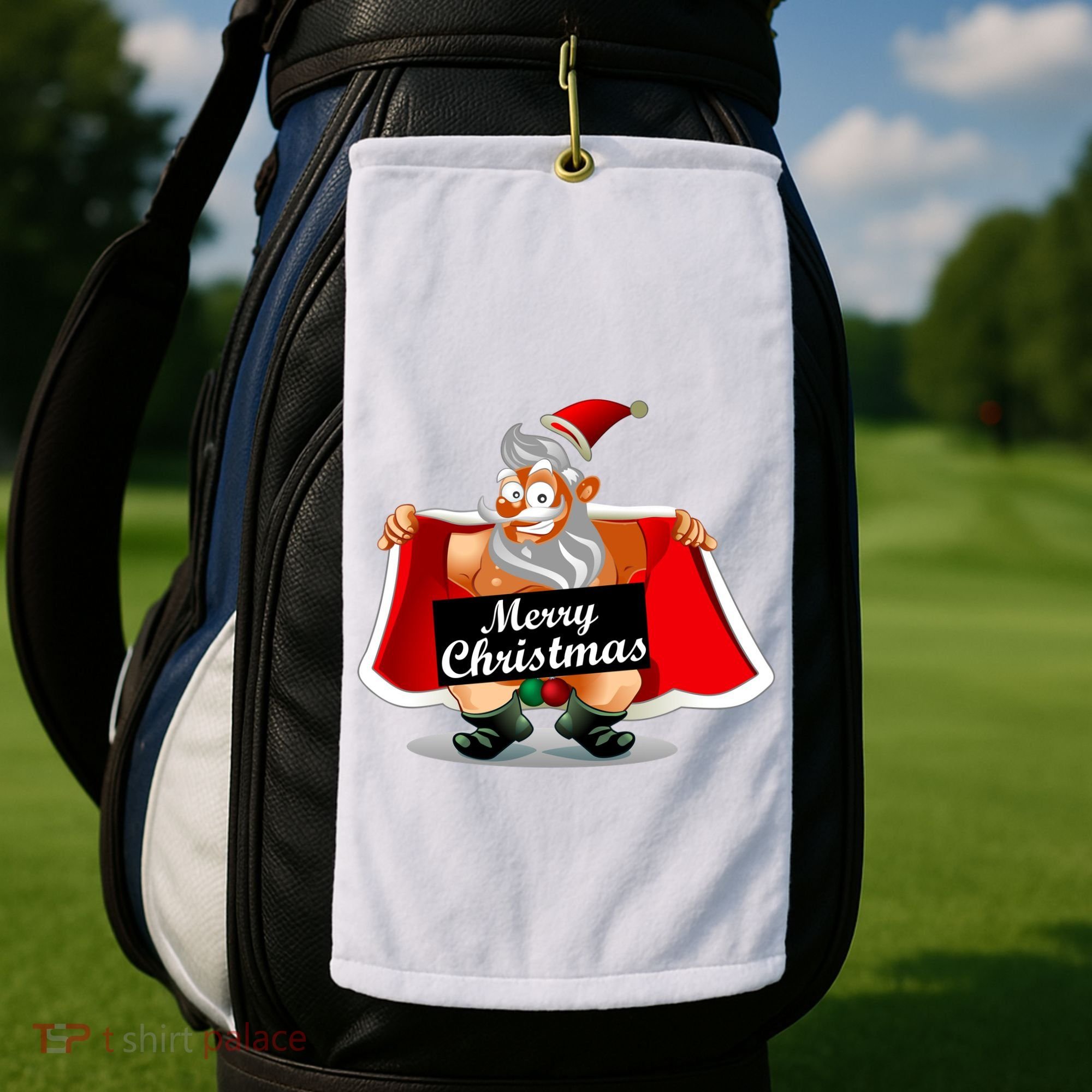 Merry Chrismas X-Mas Santa Bells Golf Towel